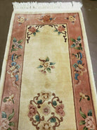 2' 7" X 12' Handmade Chinese Art Deco Nichols 90 Lines Wool Rug Runner Beige - Jewel Rugs