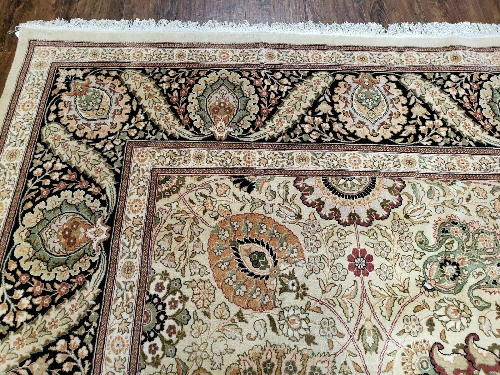 9' X 12' Vintage Handmade Chinese Oriental Wool Beige Rug - Jewel Rugs