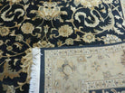 6' X 9' Handmade India Jaipur Floral Oriental Wool Rug Veg Dyes Black # M703 - Jewel Rugs