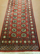 2' 7" X 10' Vintage Handmade Bokhara Turkoman Pakistani Wool Red Runner Rug Nice - Jewel Rugs