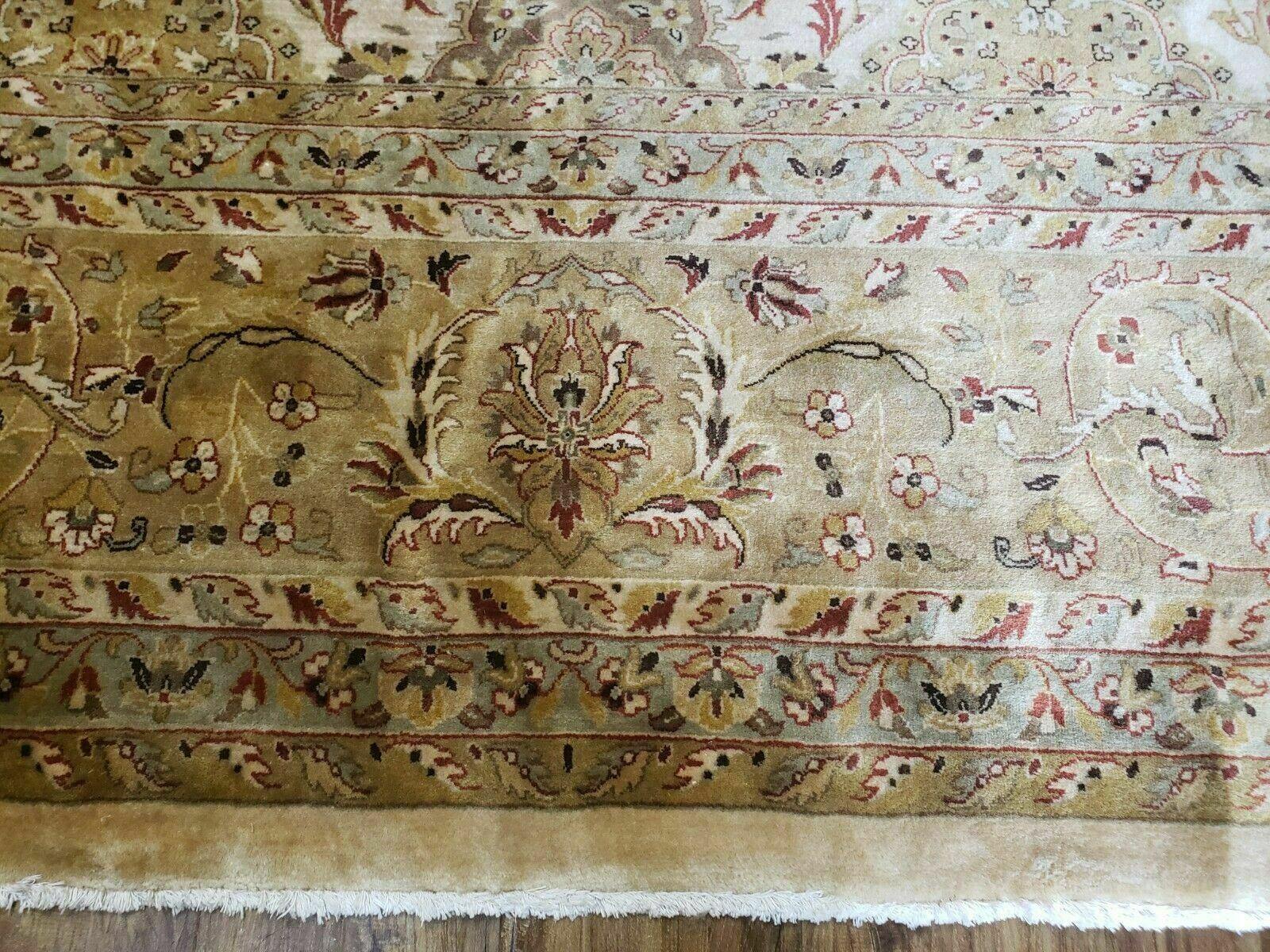 12' X 17' One-of-a-Kind Pakistan Hand-Knotted Wool Rug Handmade Beige Oriental Carpet - Jewel Rugs