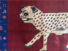 5 X 7 Handmade Zagros Wool Rug Snow White Panther Maroon Blue Organic Dyes - Jewel Rugs