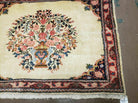 2' 7" X 3' 6" Antique Rug Hand Knotted Pictorial Wool Oriental Flowers - Jewel Rugs