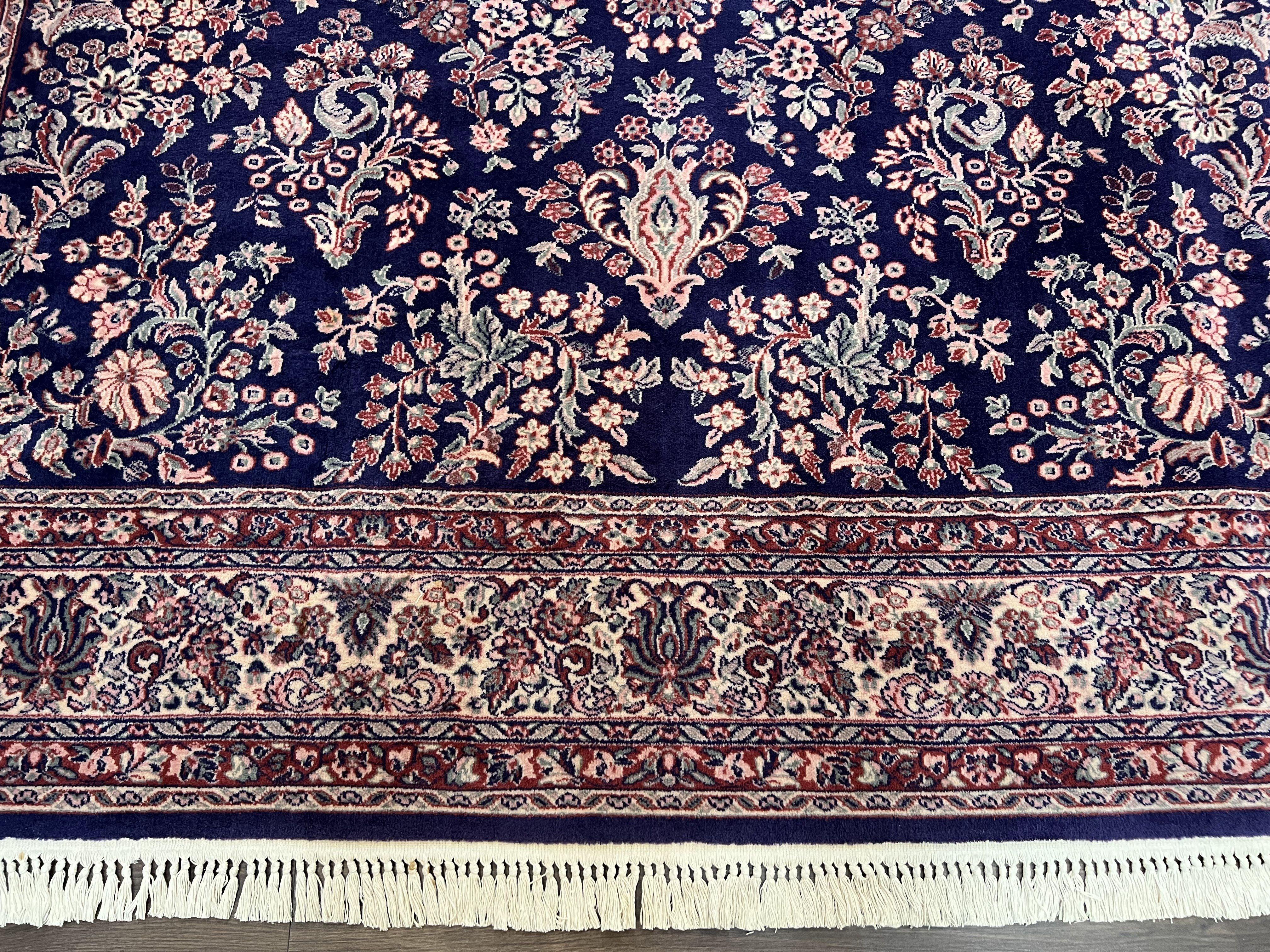 Karastan Kara Mar Rug 8.2 x 11.6, Navy Sarouk, Belgium Power Loomed Persian Design Carpet, 100% Worsted Wool Pile, Vintage Karastan 300-1006 - Jewel Rugs