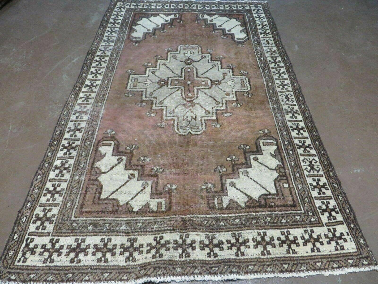 4' X 6' Antique Handmade Turkish Sparta Wool Rug Veg Dyes Brown Nice - Jewel Rugs