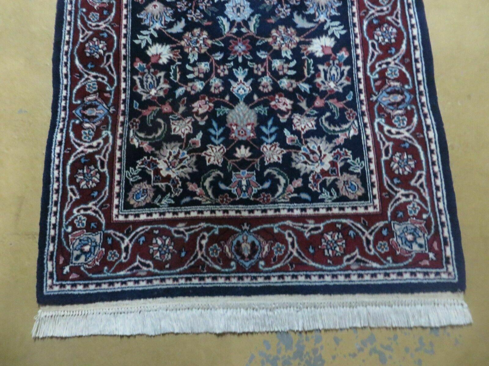 2' 7" X 8' Vintage Handmade Indian Agra Wool Blue Runner Oriental Rug Nice - Jewel Rugs