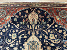 Antique Persian Rug 3.5 x 5, Sarouk Farahan Rug, High Quality 1920s Fine Oriental Carpet 3 x 5 ft, Large Medallion, Floral, Navy Blue Red, Hand Knotted Wool Rug - Jewel Rugs