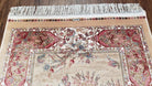 Silk Rug Hunting Design, Silk Oriental Carpet, Persian Design, Tan, 3x5 Rug, Very Detailed, Bamboo Silk, New, Accent Rug, 2' 8" x 4' 11" - Jewel Rugs