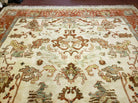 10' X 16' Hand Knotted Wool Indo Oushak Ushak Oriental Carpet Beige and Red - Jewel Rugs