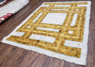 Mid-Century Danish Shag Rug 4.9 x 6.4, Ivory & Gold Vintage Shag Rug, Modern Carpet, Soft Wool High Pile Rug, 1960s Rya Style Contempory Rug - Jewel Rugs