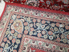 Vintage Persian Oriental Rug, Very Fine Hand-Knotted Vases and Flowers Carpet, Hand-Knotted, Wool, Red & Dark Blue, Teal, Writing, 6x9 Rug - Jewel Rugs