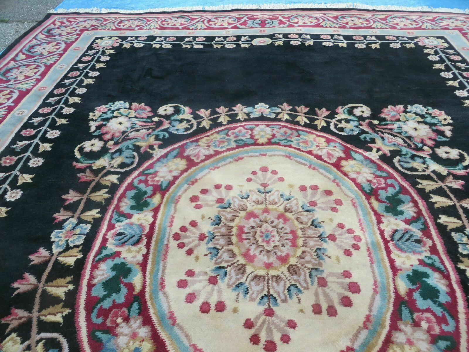 9' X 12' Decorative Chinese Aubusson Hand Knotted Pile Wool Rug Black Nice - Jewel Rugs