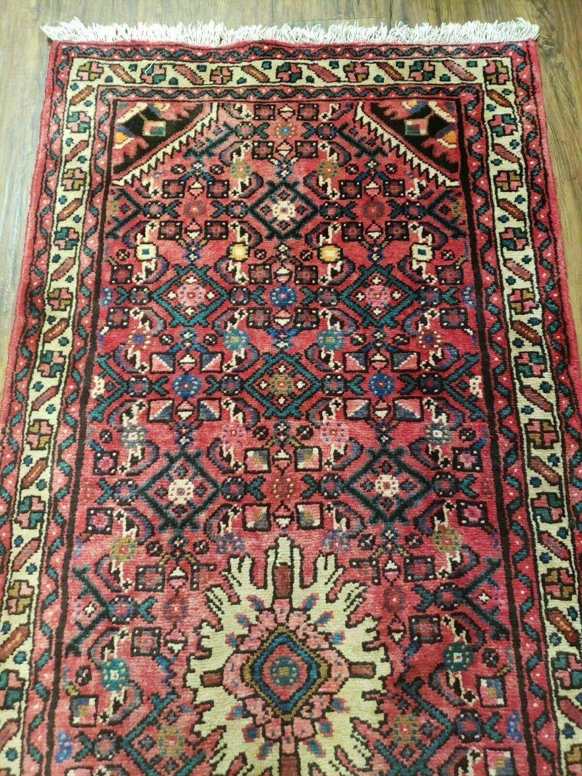 2' 8" X 14' Vintage Oriental India Floral Handmade Wool Runner Rug Red Nice - Jewel Rugs