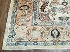 9' X 12' Hand Knotted Indian Agra Wool Rug Vegetable Dyes Handmade Beige Ivory - Jewel Rugs