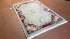 Gray & Red Chinese Art Deco Rug, 4x6 Vintage Chinese Carpet, 4 x 6 Hand Knotted Vintage Wool Rug with Flowers, 4 by 6 Area Rug - Jewel Rugs