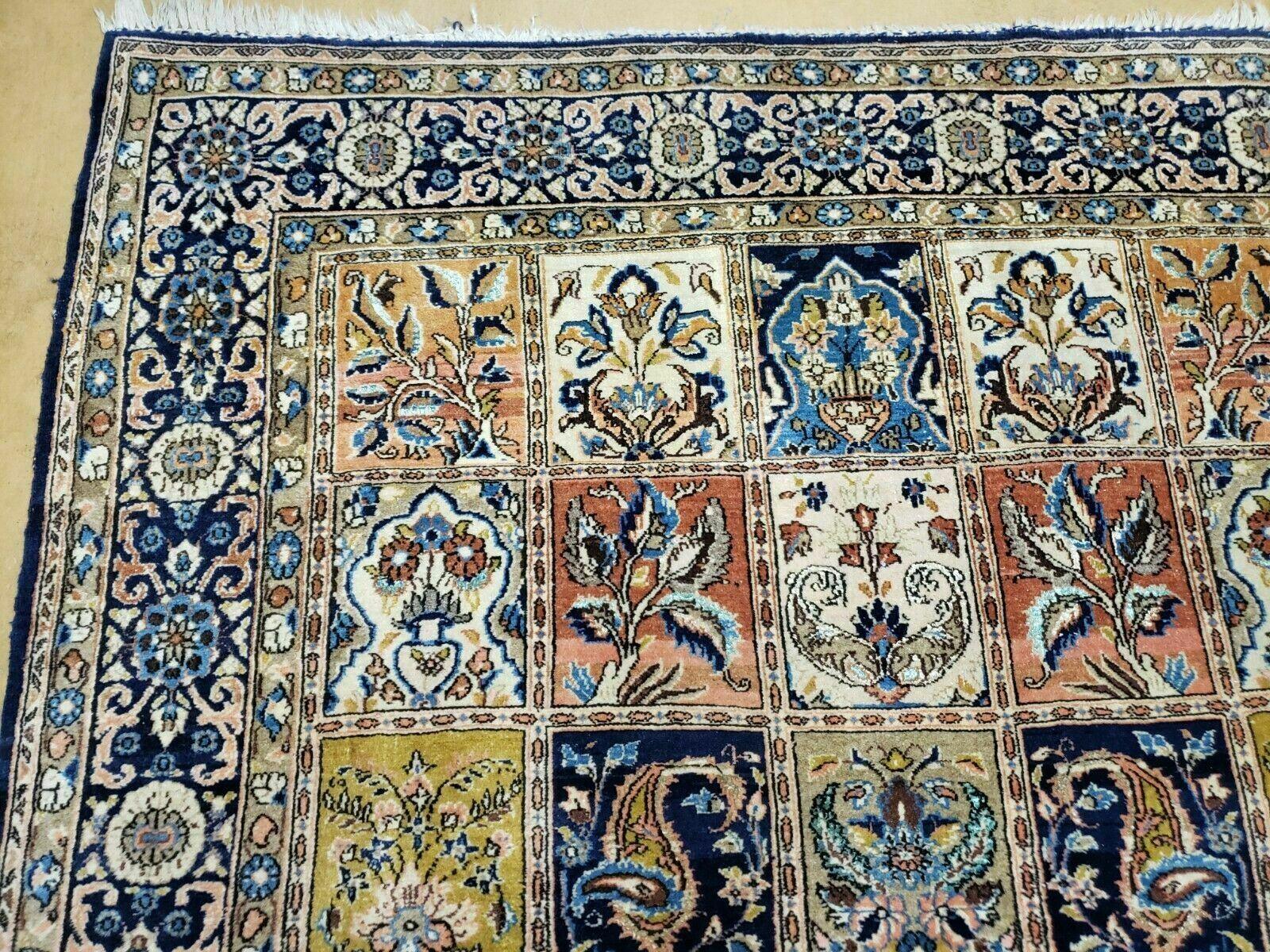 5' X 7' Persian Qum Handmade Carpet - Four Season Kheshti Garden Panel Design - Wool & Silk Rug - Jewel Rugs