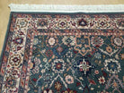 3'11"X 5'6" Karastan Mahal Leaf Green Ivory Wool Rug 440/98021 Belgium Kara Shah - Jewel Rugs