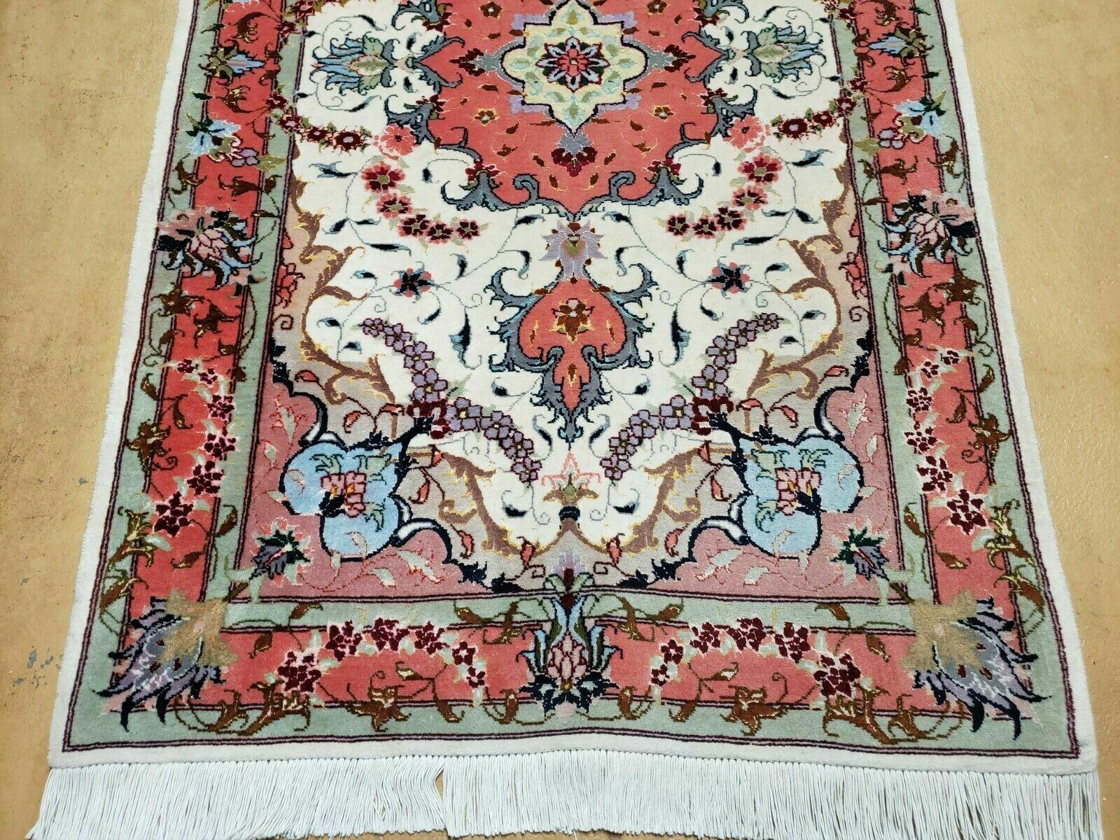 3' X 4' Vintage Handmade Persian Tabriz Wool Rug SILK ACCENTS Nice - Jewel Rugs