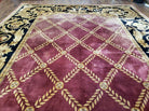 9' X 12' Handmade Tibetan Nepal Silk Wool Rug Aubusson Savonnerie Magenta Black - Jewel Rugs