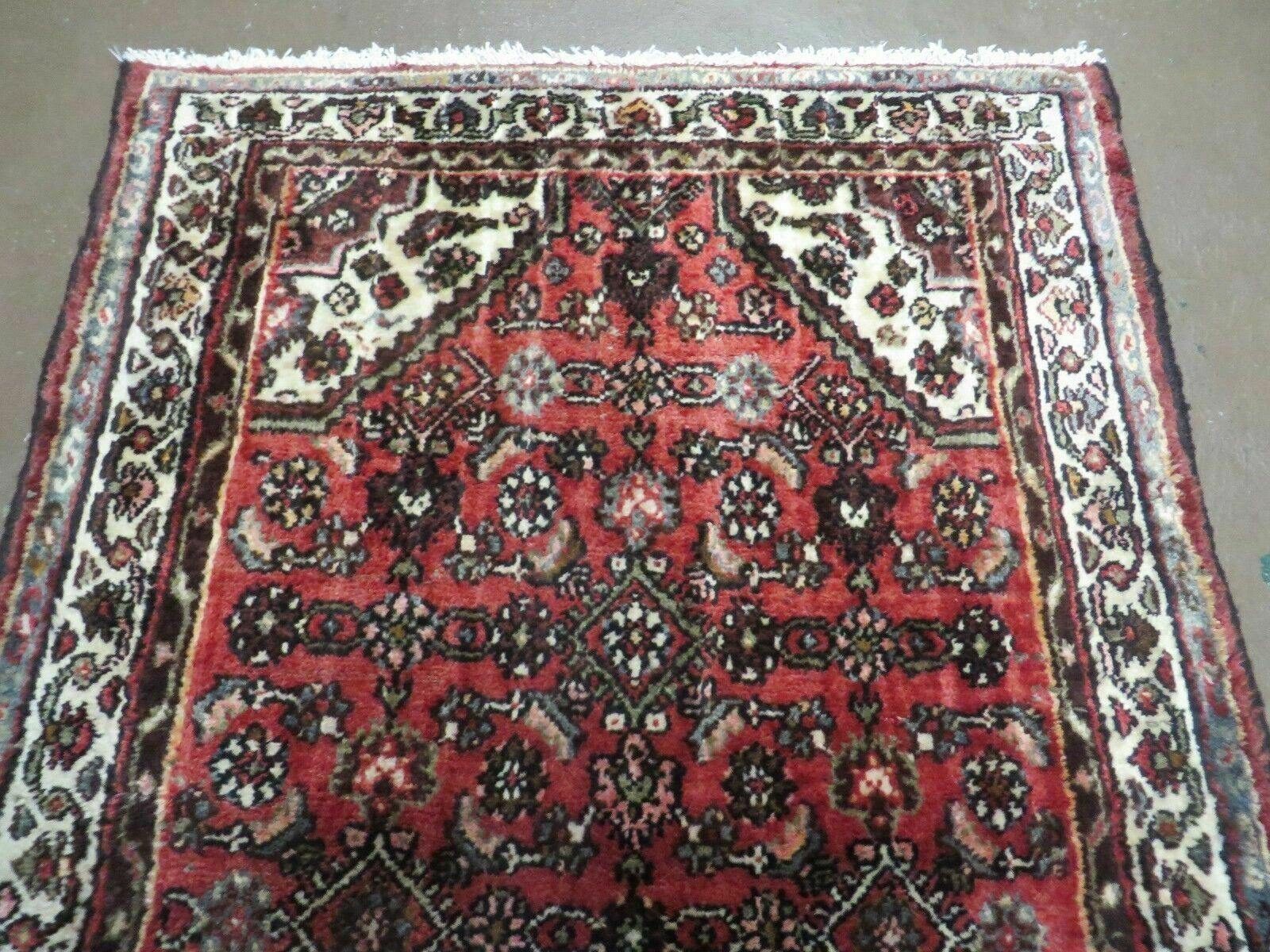 3'4" X 9'5" Vintage Handmade India Floral Oriental Wool Runner Rug # 116 Nice - Jewel Rugs