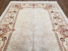 Vintage Ivory Chinese Aubusson Area Rug 6x9, Wool & Silk, Hand-Knotted 120 Line Fine Rug, European Design Carpet, 6 x 9 Master Signature Rug - Jewel Rugs