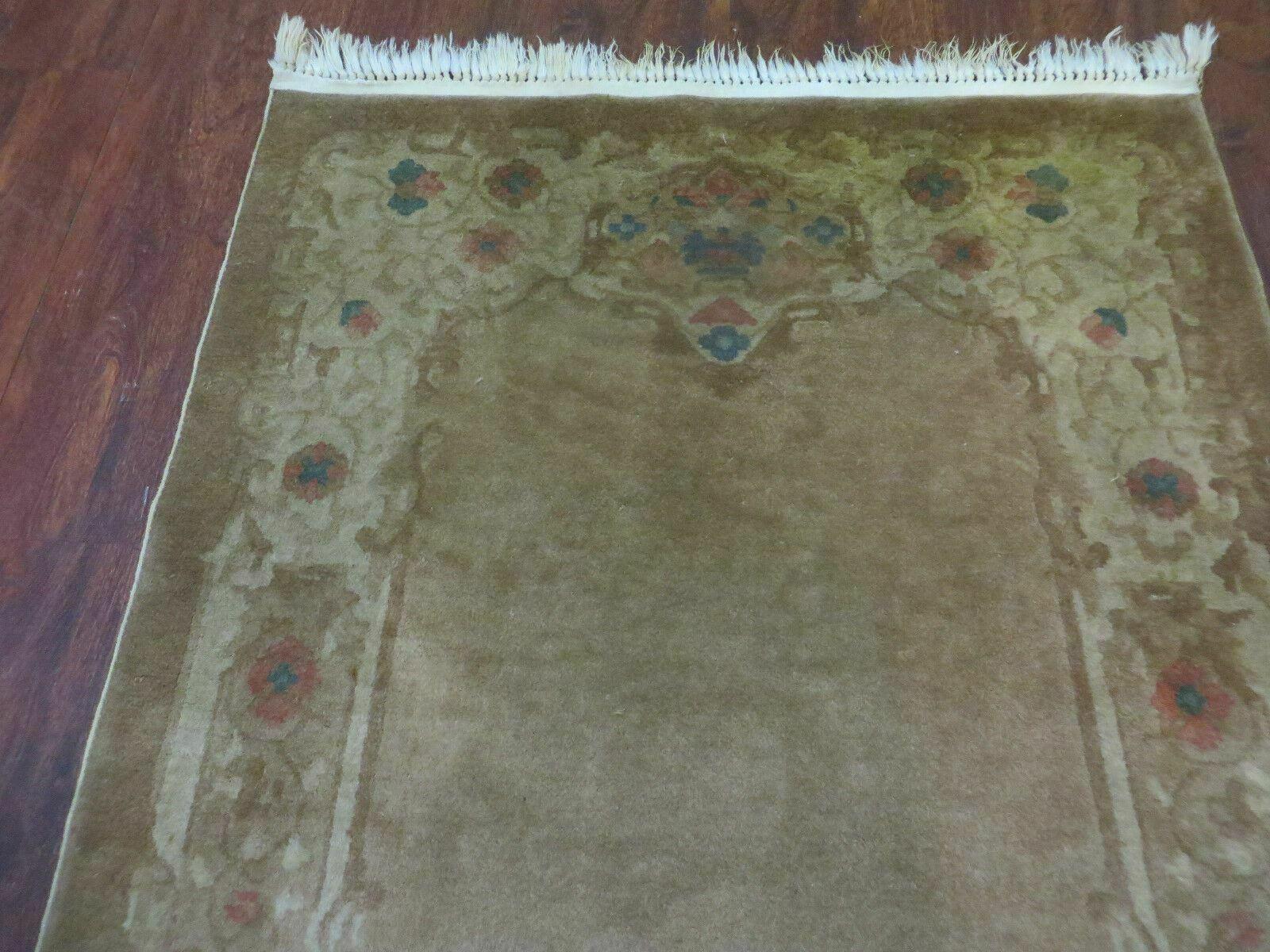 3' X 5' 4" Vintage Handmade Art Deco Chinese Wool Brown Accent Rug - Jewel Rugs