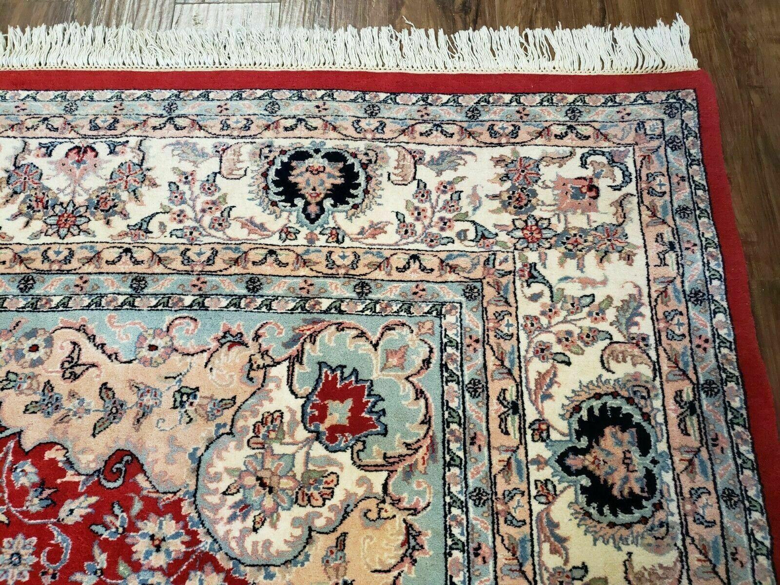 9' X 12' Vintage Handmade India Medallion Wool Rug Vegetable Dyes Nice Red - Jewel Rugs