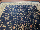 9x12 Pak Persian Floral Rug, 9 x 12 Pakistani Peshawar Rug, Midnight Blue Rug, Beige & Ivory, Hand-Knotted Oriental Carpet, Living Room Rug - Jewel Rugs