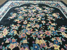 8' x 10' Vintage Handmade Art Deco Plush Chinese Wool Rug center Flower Black - Jewel Rugs