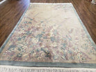 6' X 9' Vintage Hand Made CHINESE Art Deco 90 LINES Wool Rug Flowers Nice - Jewel Rugs