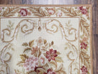 Vintage Chinese Needlepoint Rug 3x4 Hand Woven French Aubusson Floral Design, Flatweave Rug, Beige Area Rug, European Handmade Carpet 3 x 4 - Jewel Rugs