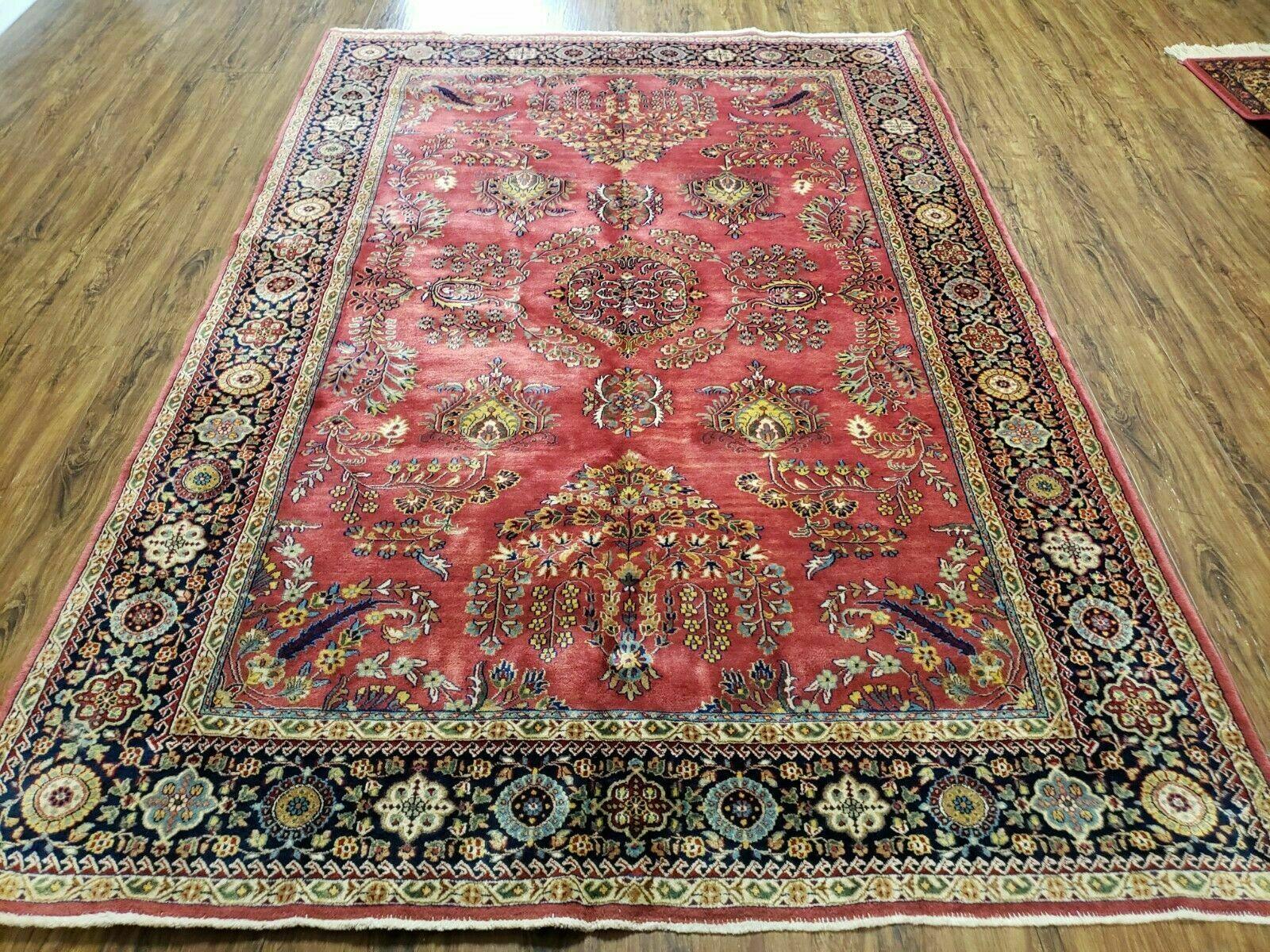 6' X 9' Antique Handmade India Floral Rug Highly Detailed Red Hand Knotted Nice - Jewel Rugs