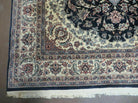 4' X 7' Vintage Handmade India Wool Silk Accent Rug Hand Knotted Black Organic - Jewel Rugs