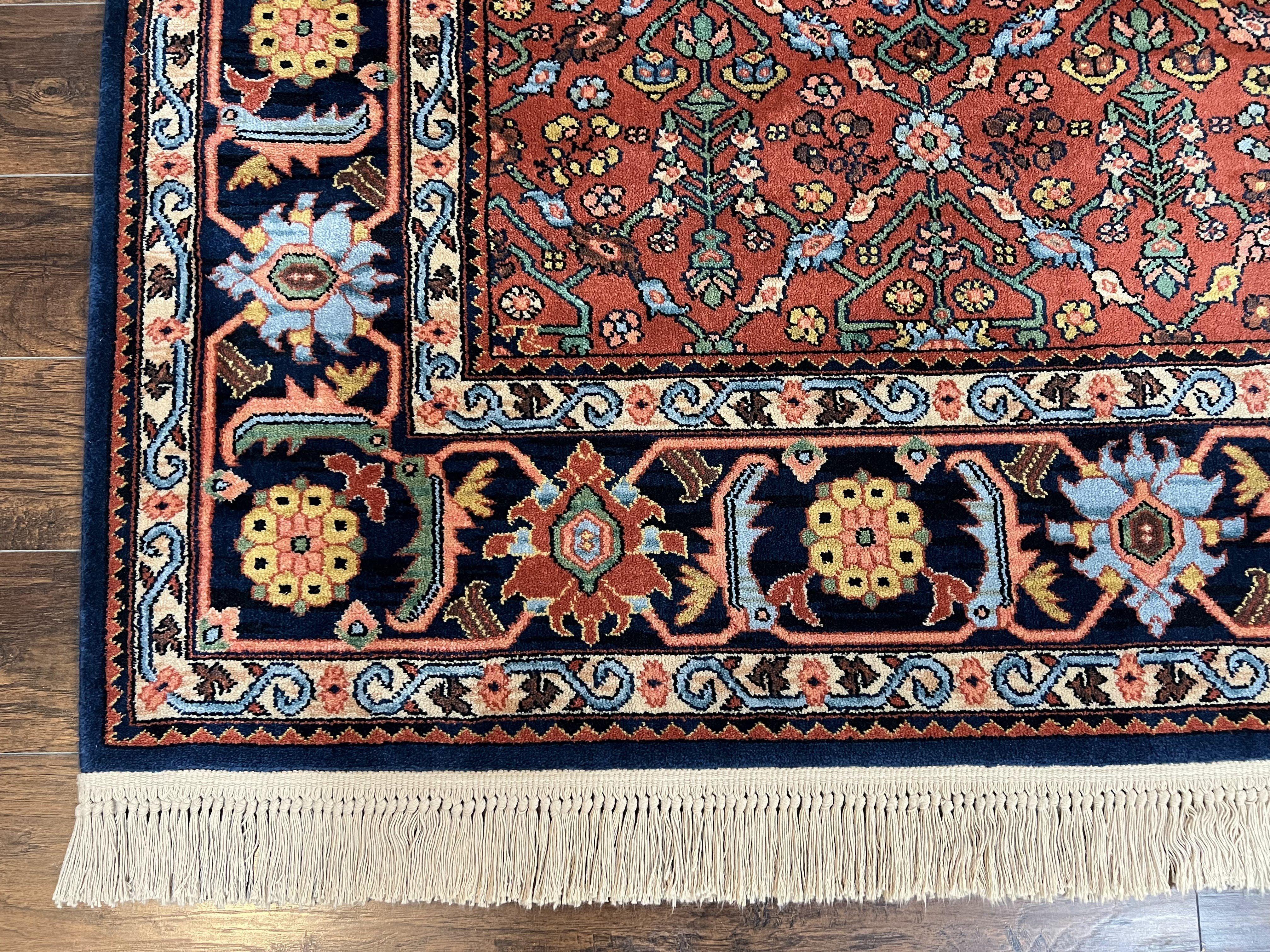 Karastan Serapi Rug 729 Wool Karastan Carpet 8.8 x 12, Vintage Area Rug, Original Karastan Collection, 700 Series, Red Blue Allover Design - Jewel Rugs