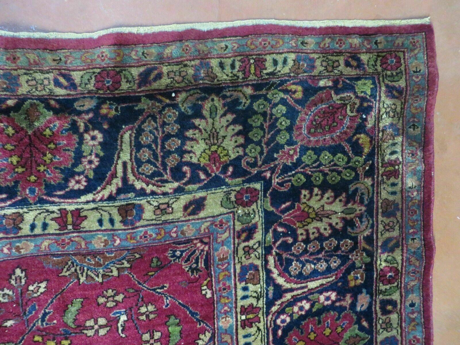 9' X 12 Antique 1920s Handmade Agra Indo Rug Beautiful Wine Red Vegetable Dye - Jewel Rugs