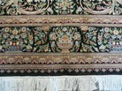 8' X 10' Vintage Handmade Pakistani Floral Wool Rug Black Nice - Jewel Rugs