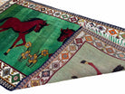 4 X 7 Handmade Rug Zagros Quality Wool Pictorial Horses Green Butterfly Colorful - Jewel Rugs