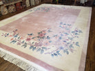 9' X 12' Handmade Art Deco Aubusson Wool Rug 90 Lines Chinese Plush Pile Pink - Jewel Rugs