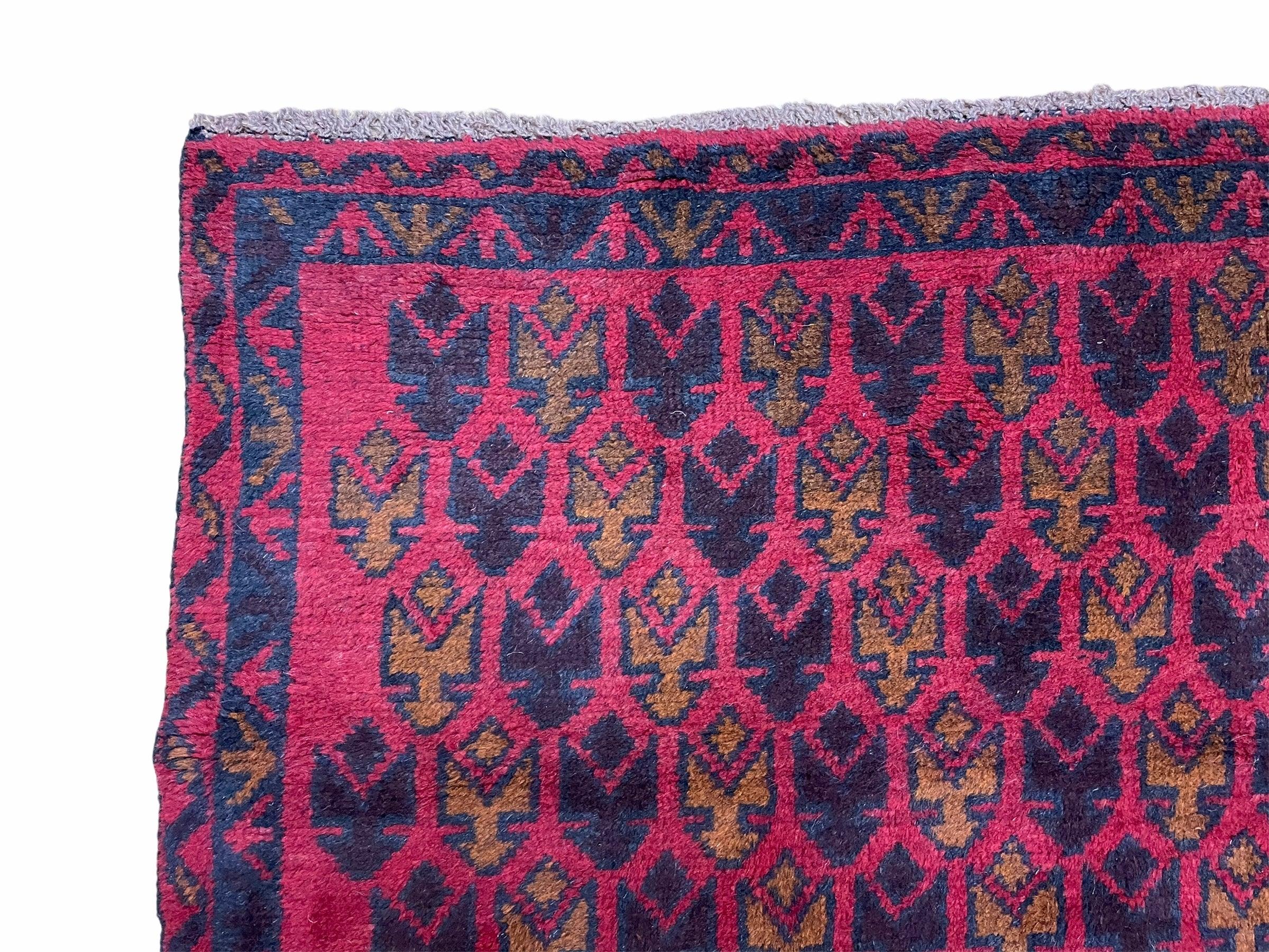 3 X 4 Vintage Handmade Tribal Wool Rug Balouchi Rug Afghan Rug Red Blue - Jewel Rugs