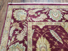 9' X 12' Vintage Fine Handmade Indian Agra Wool Rug Red Wow - Jewel Rugs