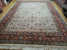 8' X 11' Vintage Fine Handmade Indian Agra Wool Rug Ivory/ Beige Organic Dyes - Jewel Rugs