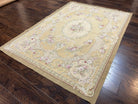 French Aubusson Rug 5x7, European Savonnerie Carpet 5 x 7 Flat Weave Handwoven, Wool & Silk, Light Colors, Floral Elegant Chinese Aubusson - Jewel Rugs