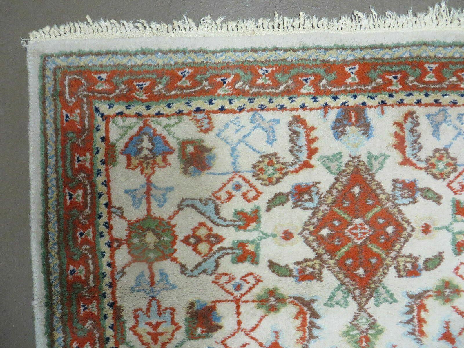 3' X 5' Vintage Handmade Romanian Floral Wool Rug Carpet Beige/ Ivory Nice - Jewel Rugs