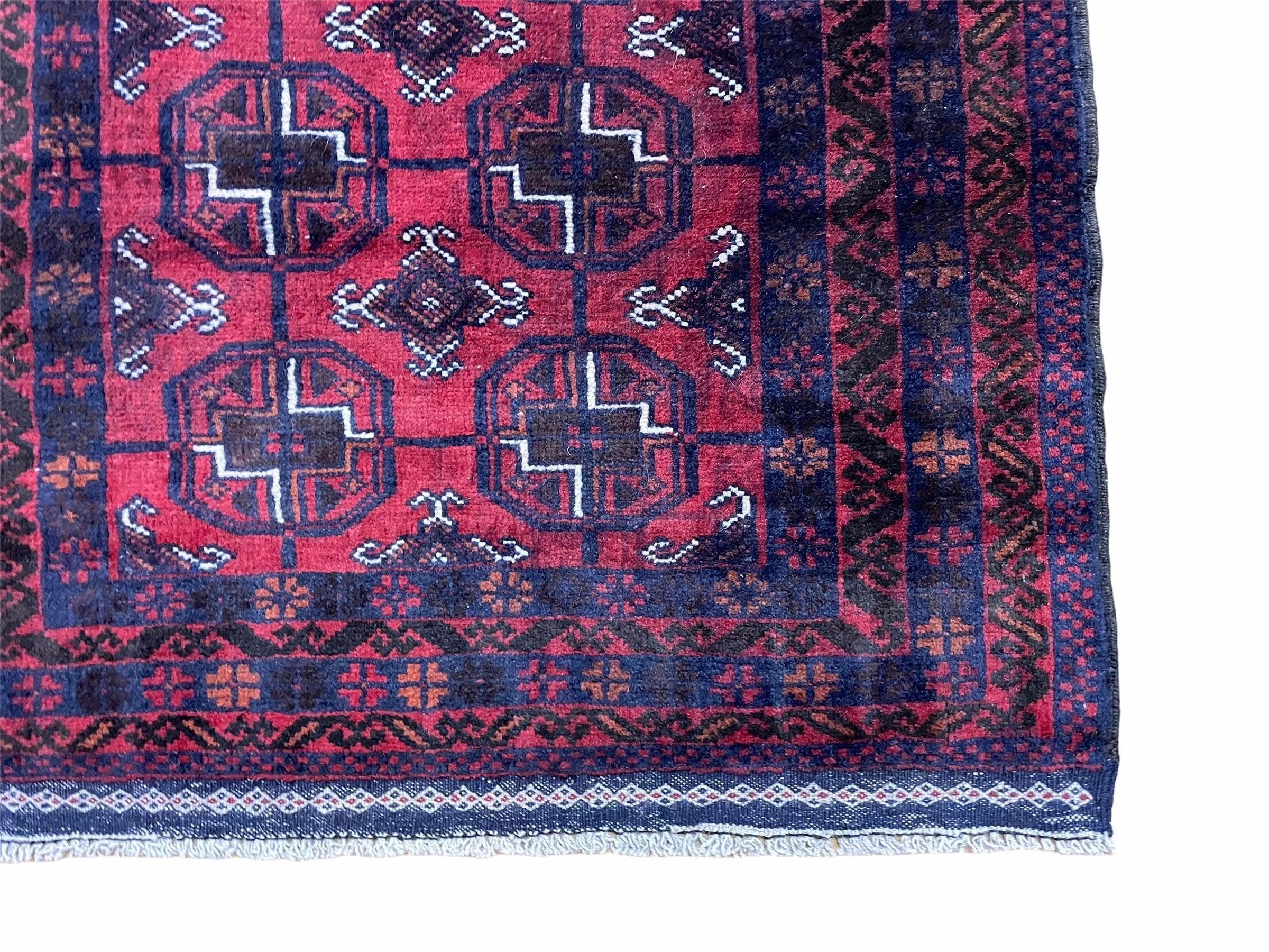 3 X 5 Vintage Handmade Tribal Wool Rug Balouchi Rug Afghan Rug Red Beige Nice - Jewel Rugs