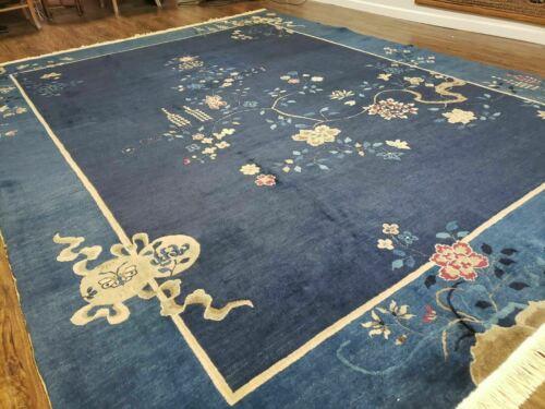 9' X 12' Vintage Hand Made Art Deco Nichols Peking Chinese Rug Carpet Blue Nice - Jewel Rugs