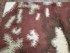 Danish Rya Shag Rug 6x8 Mid Century Ege Rya Area Rug, Ivory Maroon Multicolor Abstract 1960s Shag Carpet, Cowhide Pattern, Living Room Rug - Jewel Rugs