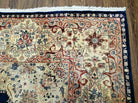 9' X 12' Vintage Indian Oriental Kirman Rug Medallion Hand Knotted Wool Blue - Jewel Rugs