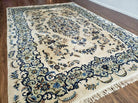 8' X 10' Semi Antique Handmade India Floral Lamb Wool Rug Carpet Ivory/ Beige - Jewel Rugs