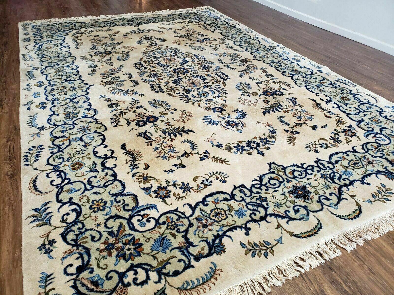 8' X 10' Semi Antique Handmade India Floral Lamb Wool Rug Carpet Ivory/ Beige - Jewel Rugs