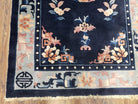 Antique Blue Chinese Peking Rug 3x5, Wool Hand-Knotted Chinese Art Deco Asian Carpet, 3 x 5 Small Entryway Rug, Dark Blue & Beige, Handmade - Jewel Rugs